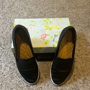 Birdies The Swift Black Leather Slip-On Shoes